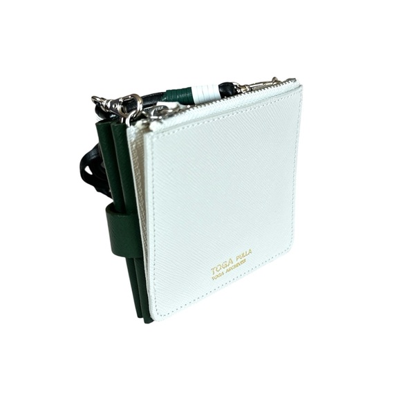 TOGA Archives PULLA Square Leather Shoulder Wallet Green & White - Picture 5 of 8